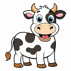 Cow smiling cartoon vector illustration isolated