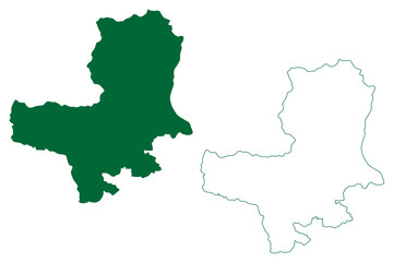 Obraz premium Bageshwar district (Uttarakhand or Uttaranchal State, Republic of India) map vector illustration, scribble sketch Bageshwar map
