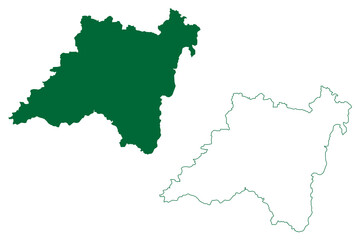 Obraz premium Balaghat district (Madhya Pradesh State, Jabalpur division, Republic of India) map vector illustration, scribble sketch Balaghat map