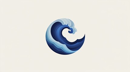 Flat design sea icon with a stylized wave pattern, using a monochromatic blue color scheme. The icon is centered on a light background, perfect for digital media.