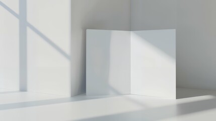 blank closed A4, (A5) brochures with soft shadows isolated on gray background.