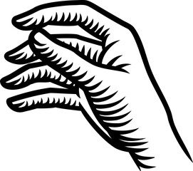 A hand design illustration in a vintage woodcut retro tattoo style