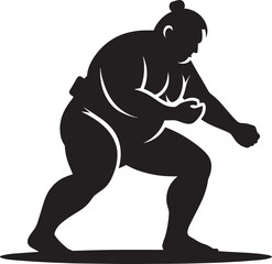 Sumo fight silhouette vector illustration isolated on a white background