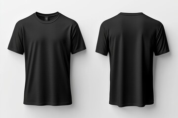 Naklejka premium Black Tshirt Mockup Front and Back Isolated created with Generative AI