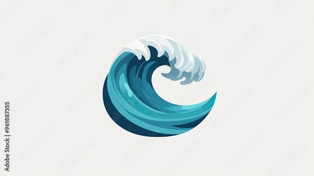 Fototapete vector-style sea icon with a single wave cresting, rendered in a flat design. the icon is placed on 