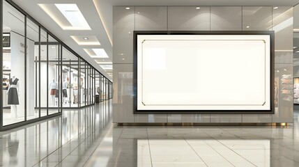 Obraz premium Blank advertising mockup for advertisement at the shopping mall or A mockup poster stands within a shopping Centre mall
