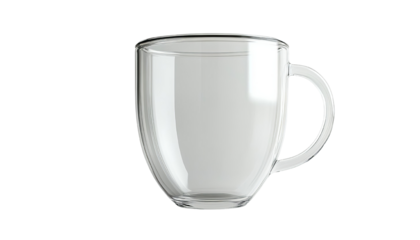 A transparent glass cup designed for serving various hot beverages with a modern and elegant appeal.