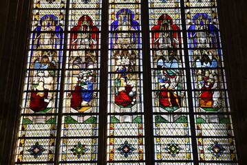 Vitraux de l'&eacute;glise Saint-Ouen &agrave; Rouen en Normandie. France