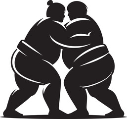 Sumo fight silhouette vector illustration isolated on a white background