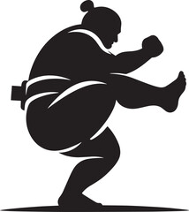 Sumo fight silhouette vector illustration isolated on a white background