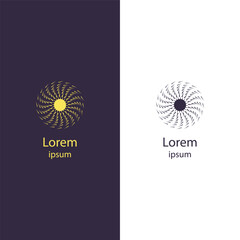 Circular logo with radiating lines, ideal for energy, technology, or modern businesses.