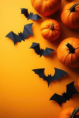 Fototapeta premium A Halloween themed photo with bats and pumpkins