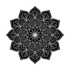 Mandala design, circular lace motif vector illustration black color