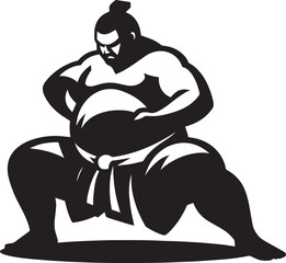 Sumo fight silhouette vector illustration isolated on a white background