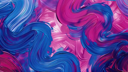 Swirling fuchsia and royal blue patterns with thick textures on a lively Neo-Expressionism wallpaper