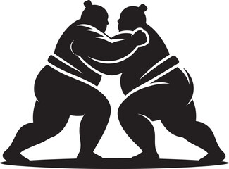 Sumo fight silhouette vector illustration isolated on a white background