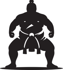 Sumo fight silhouette vector illustration isolated on a white background