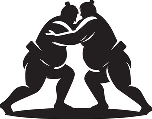 Sumo fight silhouette vector illustration isolated on a white background