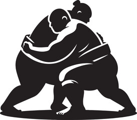 Sumo fight silhouette vector illustration isolated on a white background