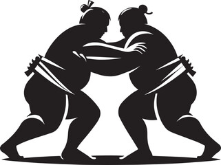 Sumo fight silhouette vector illustration isolated on a white background