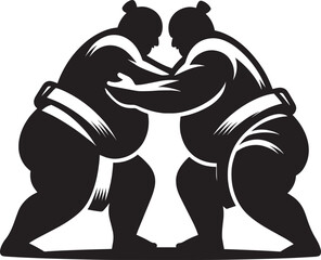 Sumo fight silhouette vector illustration isolated on a white background