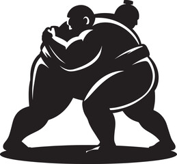Sumo fight silhouette vector illustration isolated on a white background