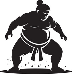 Sumo fight silhouette vector illustration isolated on a white background