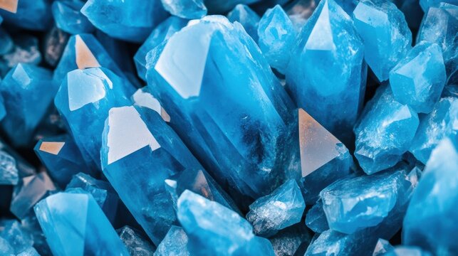 A close up of a bunch of blue crystals that are arranged, AI