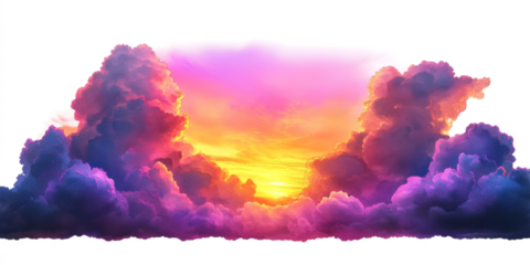 Celestial Symphony: A breathtaking panorama of vibrant clouds, painted with hues of purple, pink, and orange, creates a captivating scene that evokes a sense of ethereal beauty and awe. The clouds, as