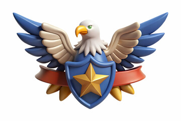 Obraz premium Elegant Flat Eagle Emblem with Ascending Stars: Symbol of Freedom and Honor for Veterans Day | Inspiring Vector Design