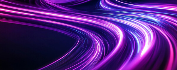 Neon purple light trails spinning in a continuous loop, creating a mesmerizing vortex effect on a dark background.