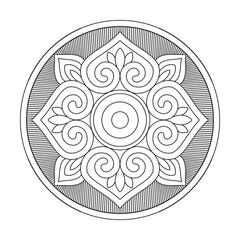 Round mandala in beautiful floral ornament on a blue background