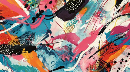 Vibrant lines and chaotic splashes of color define this energetic Fauvist wallpaper