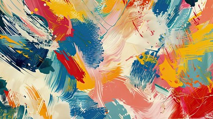 Bold primary colors and textured patterns with soft edges in this Fauvist wallpaper