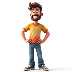 3D man pouting with Hands on Hips, Isolated on White Background. Generative AI