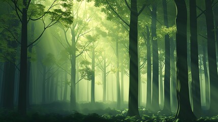 Naklejka premium A path through a misty forest.