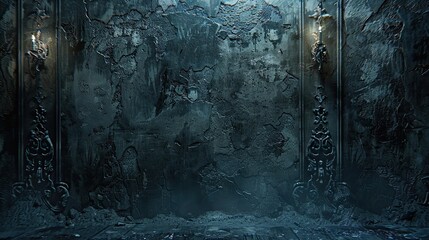 Ancient stone gothic background with deep carvings and flickering light accents