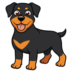Cute Rottweiler Dog Cartoon Illustration Artwork