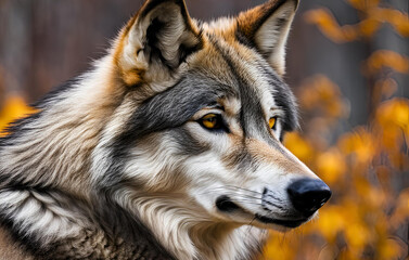 Majestic Grey Wolf A Portrait of Nature's Apex Predator, Majestic Grey Wolf A Portrait of Nature's Apex Predator, A wolf that is looking at the camera
