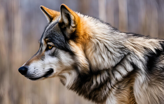 perro cabeza de cerca en selva ai generado Foto Gratis, O majestoso lobo cinzento, um retrato do predador m&aacute;ximo da natureza