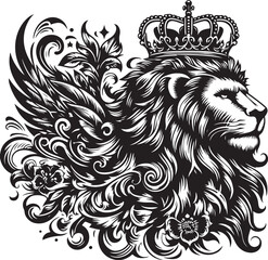 Fototapeta premium lion crowns vector art,graphics lion crowns icon set,vintage illustration lion crowns clipart,vector lion crowns flat style artwork design