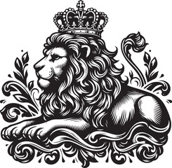 Obraz premium lion crowns vector art,graphics lion crowns icon set,vintage illustration lion crowns clipart,vector lion crowns flat style artwork design