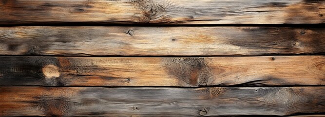 Obraz premium 110. Weathered wooden planks with natural grain and knots