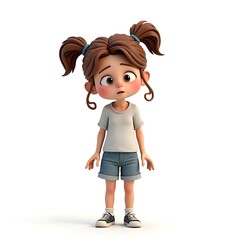 3D Girl Rolling Eyes in Annoyance, Isolated on White Background. Generative AI