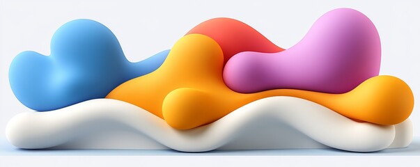 Colorful abstract shapes in vibrant hues create a playful and modern artistic composition for design and creativity.