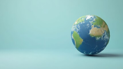 Fototapeta premium Stunning 3D globe showcasing Earth's continents and oceans against a soft pastel background, perfect for educational and promotional use.