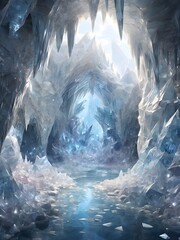 Obraz premium Icy Crystal Cave: A Glacial Wonderland