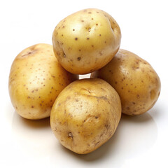 four potato on white background