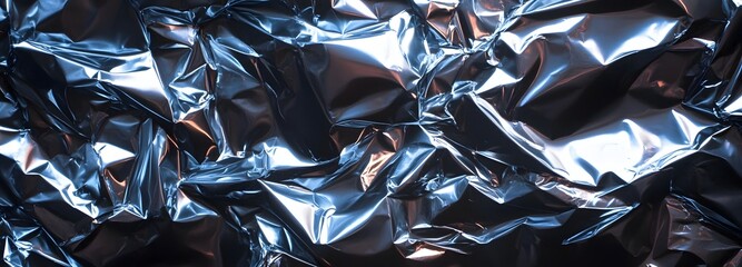 99. Crumpled metallic wrapping paper with shiny highlights