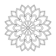 Digital illustration of a mandala sun featuring intricate mandala for coloring book page